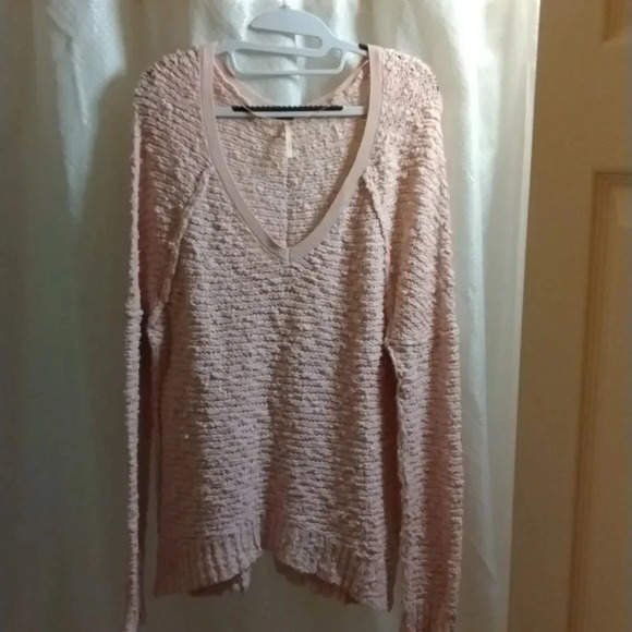 Free People Chunky Knit Boho Pinky peach colored sweater  Barbie Cottage Core​ - Picture 5 of 7